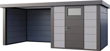 Telluria Classico 2424 Gerätehaus inkl. Anbau 2.84m links hellgrau