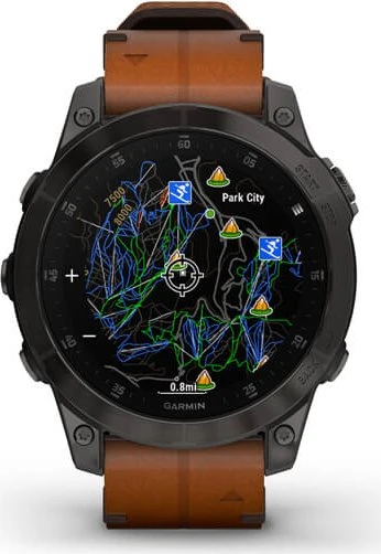 Garmin epix 2 Sapphire black titanium/chestnut leather