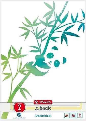 Herlitz x.book GREENline Arbeitsblock, A4, Lineatur 2, 50 Blatt