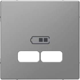 Merten System Design Zentralplatte für USB Ladestation-Einsatz, Edelstahl