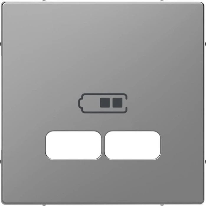 Merten System Design Zentralplatte für USB Ladestation-Einsatz, Edelstahl