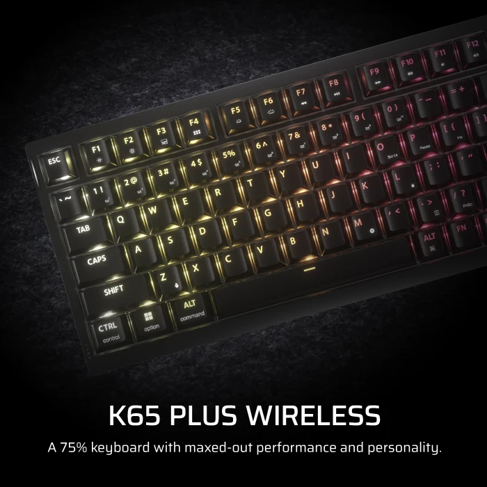 Corsair Gaming K65 Plus Wireless Tactile 75% RGB, schwarz, MLX FUSION, USB/Bluetooth, ES