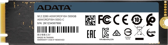 ADATA Swordfish 500GB, M.2 2280 / M-Key / PCIe 3.0 x4, Kühlkörper