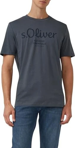 s.Oliver Logo-Print T-Shirt kurzarm dunkelgrau (Herren)