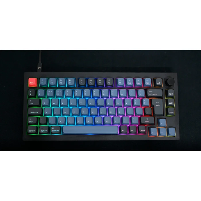 Keychron Q1 Knob, LEDs RGB, hot-swap, schwarz/blaugrau, Gateron G Pro BROWN, USB, DE