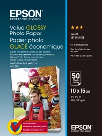 Epson Value Glossy Fotopapier glänzend weiß, 10x15cm, 183g/m², 50 Blatt