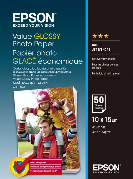 Epson Value Glossy Fotopapier glänzend weiß, 10x15cm, 183g/m², 50 Blatt
