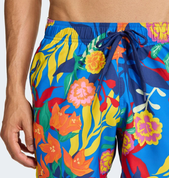 adidas Mexicana Florals 3-Streifen Badeshorts glow blue/white (Herren)