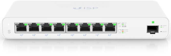 Ubiquiti UISP Switch Desktop Gigabit Managed Switch, 8x RJ-45, 1x SFP, 110W passiv PoE