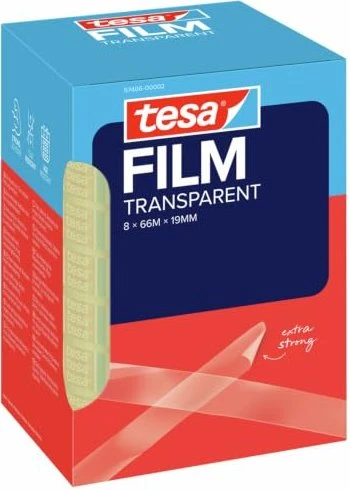 tesa tesafilm transparent transparent, Klebestreifen, 19mm/66m, 8 Stück