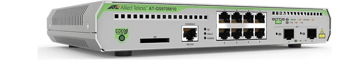 Allied Telesis CentreCOM GS970M Desktop Gigabit Managed Switch, 8x RJ-45, 2x SFP