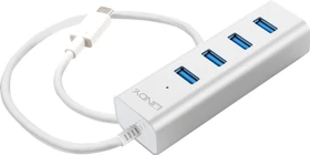 Lindy USB-Hub, 4x USB-A 3.0, USB-C 3.0 [Stecker]