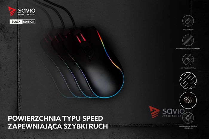 Savio Black Edition Turbo Dynamic S Gaming Mauspad, schwarz