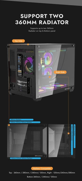 DarkFlash C285MP Black, Glasfenster
