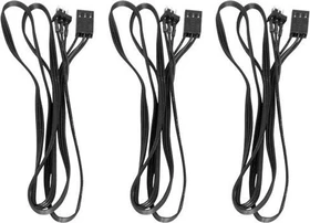 Phobya 3-Pin Verlängerung, 80cm, schwarz, 3er-Pack