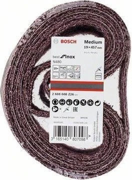 Bosch Professional N480 Best for Inox Schleifband mittel, 19x457mm, 10 Stück