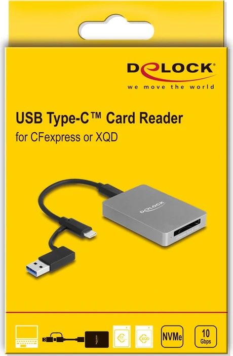 DeLOCK CFexpress 2.0 / XQD 2.0 Single-Slot-Cardreader, USB-C 3.1 [Buchse]