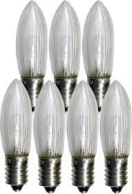 Best Season Riffelkerze 10-55V LED Ersatzbirne für Weihnachtsbeleuchtung klar E10 0.2W, 7 Stück