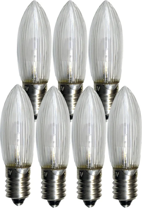 Best Season Riffelkerze 10-55V LED Ersatzbirne für Weihnachtsbeleuchtung klar E10 0.2W, 7 Stück