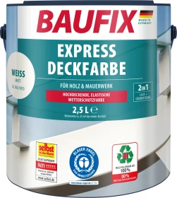 Baufix Express Deckfarbe Wetterschutzfarbe weiß, 2.5l