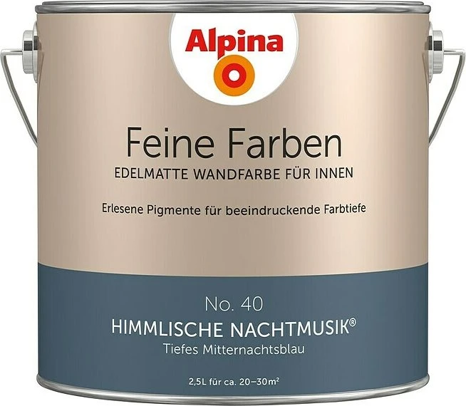 Alpina Farben Feine Farben No. 40 Himmlische Nachtmusik innen tiefes mitternachtsblau edelmatt blau, 2.5l