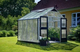 Juliana Premium 8.8m² 10mm Polycarbonat Gewächshaus blank/schwarz