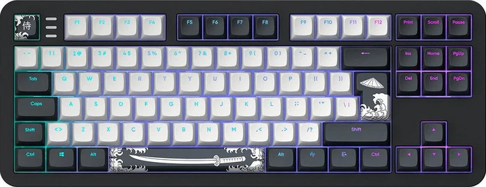 Dark Project ALU87B Bushido Gaming Keyboard, schwarz/weiß, LEDs RGB, g3ms Moonstone, USB, DE