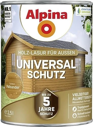 Alpina Farben Universal-Schutz Holz-Lasur außen Holzschutzmittel, 2.5l