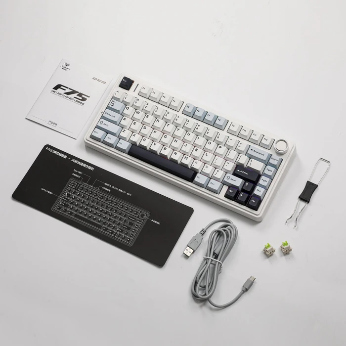 Epomaker x Aula F75, Light Blue, LEDs RGB, hot-swap, LEOBOG Reaper, USB/Bluetooth, US