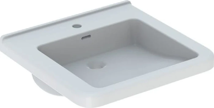 Geberit Renova Comfort Square Waschtisch barrierefrei 55cm, Hahnloch mittig, mit Überlauf, weiß