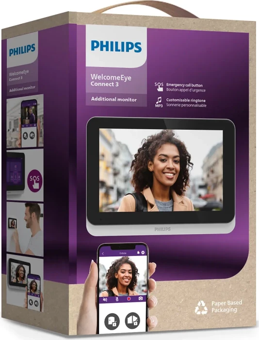 Philips 7" Zusatzmonitor für WelcomeEye Connect 3 Türsprechanlage, Innenstation