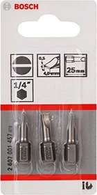 Bosch Professional Extra Hart Schlitz Bit 1/4", 4x25mm, 3 Stück