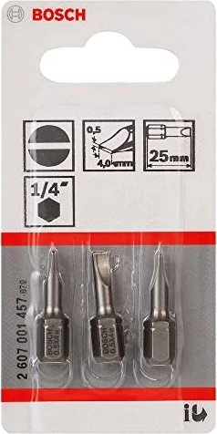 Bosch Professional Extra Hart Schlitz Bit 1/4", 4x25mm, 3 Stück