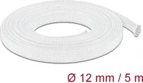 DeLOCK Geflechtschlauch dehnbar, 12mm, 5m, weiß