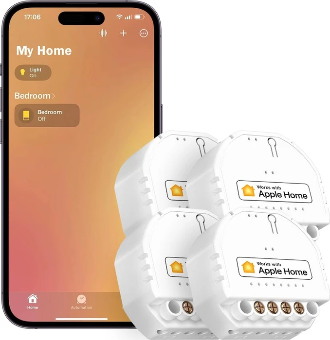 Meross MSS810 Smart Wi-Fi In-Wall Switch, Apple HomeKit, Schaltaktor, 4er-Pack