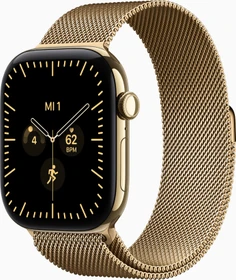 Apple Watch Series 12 (GPS + Cellular) 46mm Titan brillantgold mit Milanaise-Armband M/L brillantgold