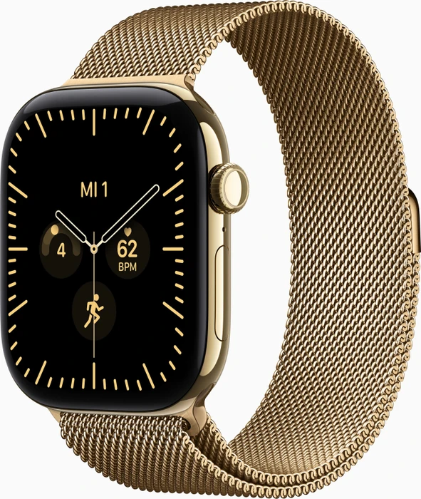Apple Watch Series 12 (GPS + Cellular) 46mm Titan brillantgold mit Milanaise-Armband M/L brillantgold