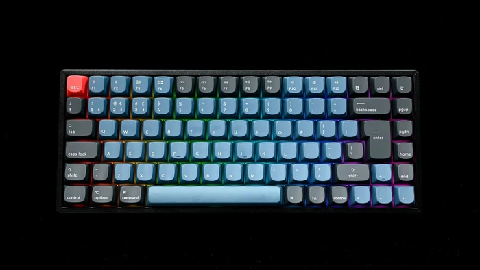 Keychron K2 Pro, 75%, schwarz/blau, LEDs RGB, hot-swap, Keychron K Pro BROWN, USB/Bluetooth, DE