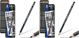 Staedtler Mars Lumograph 100 Bleistift HB, 2B, 4B, 6B, 7B, 8B graphit, schwarz, Metalletui, 6er-Pack