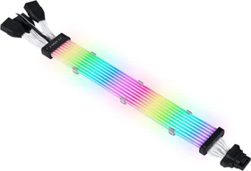 Lian Li Strimer Plus V2 12VHPWR, 16-Pin zu 3x 8Pin PCIe Verlängerungskabel, RGB beleuchtet, 8 LED-Bahnen, 33.5cm