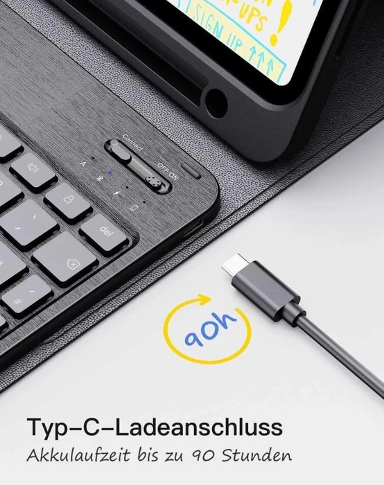 Inateck Ultraleicht Tastatur Hülle für iPad 11 A16/iPad Air 7/iPad Pro 11", schwarz, DE