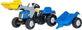 rolly toys rollyKid Holland T 7040 Trettraktor mit Frontlader und Anhänger blau