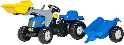 rolly toys rollyKid Holland T 7040 Trettraktor mit Frontlader und Anhänger blau