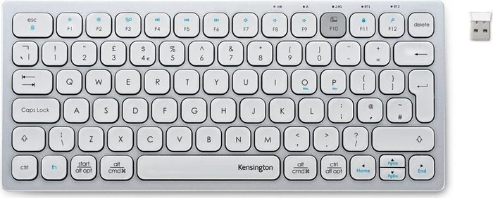 Kensington Multi-Device Dual Wireless Compact Keyboard, silber/weiß, USB/Bluetooth, UK