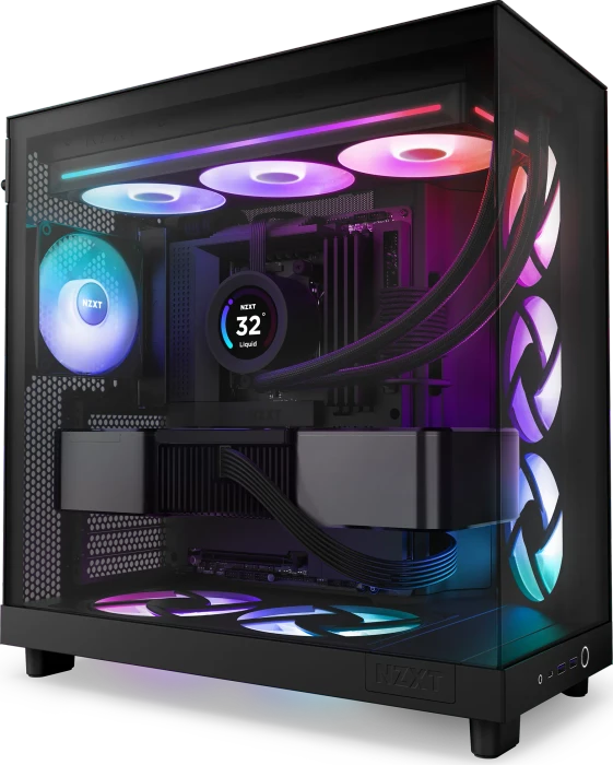 NZXT F Series F360 RGB Core Single-Frame Fan Unit, Matte Black, schwarz, LED-Steuerung, 3x 120mm
