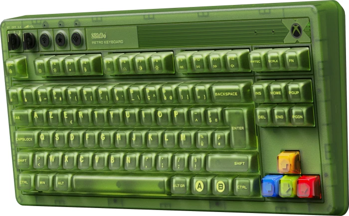 8BitDo Retro 87 Mechanical Keyboard, Xbox Edition, grün, Kailh Box Jellyfish X, USB/Bluetooth, FR