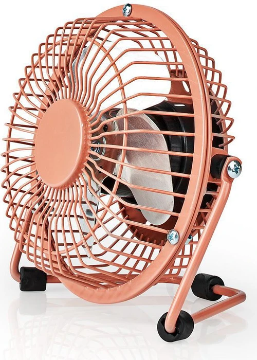 Nedis FNDK1PK10 USB Mini Tischventilator aus Metall 10cm rosa