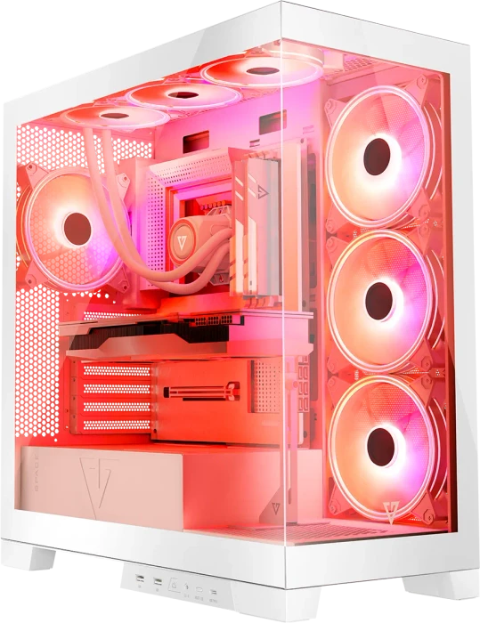 Modecom Volcano Space Apex ARGB Midi White, weiß, Glasfenster