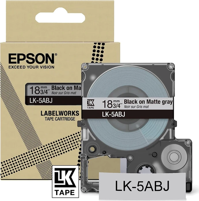 Epson LK-5ABJ Beschriftungsband, 18mm, schwarz/mattgrau