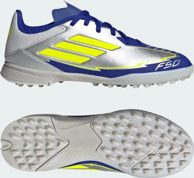adidas F50 League Messi TF silver metallic/solar yellow/lucid blue (Junior)